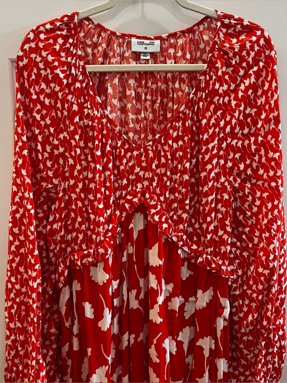 Diane von Furstenberg for Target V-Neck Gingko Cherry Tomato Maxi Dress - Picture 5 of 7